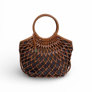 Brahmin Meloney Tote Black Douglas | Rare Woven Leather Brown Net | NWT | $475